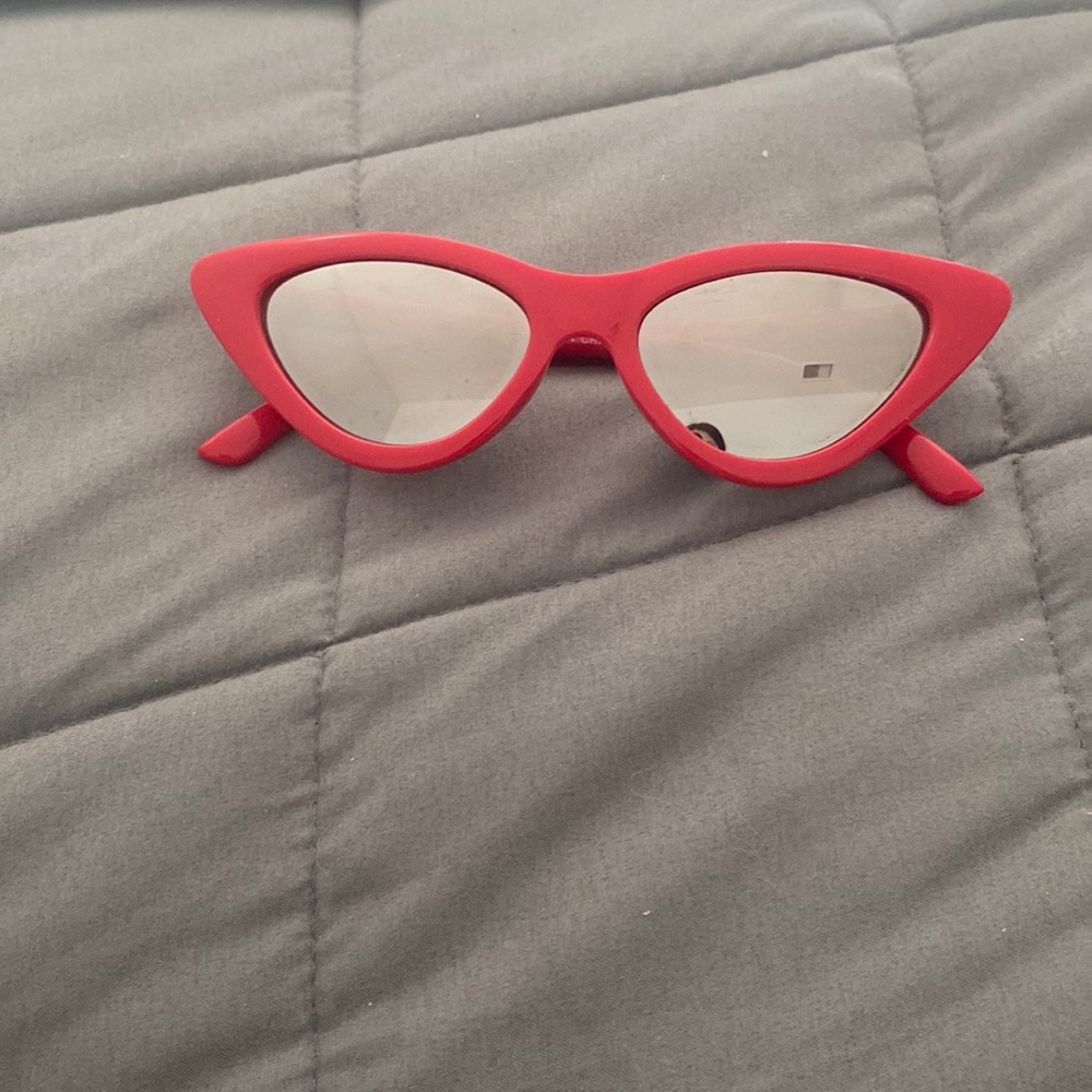 Red Frame and Silver Lenses Pointed Sunglasses